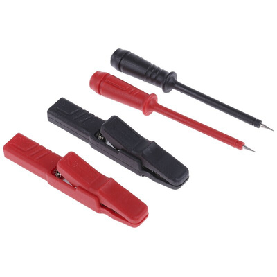 Hirschmann Test Lead Kit With Clamp Style Test Probe, Crocodile Clip, Measuring Lead, Stainless Steel Tipped Test Probe