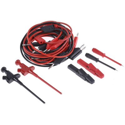 Hirschmann Test Lead Kit With Clamp Style Test Probe, Crocodile Clip, Measuring Lead, Stainless Steel Tipped Test Probe