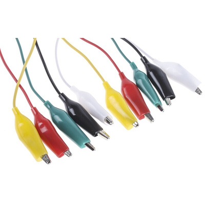 Mueller Electric Test Leads, 7A, 300V, Black, Green, Red, White, Yellow, 300mm Lead Length