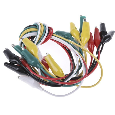 Mueller Electric Test Leads, 7A, 300V, Black, Green, Red, White, Yellow, 300mm Lead Length