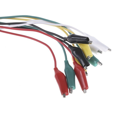 Mueller Electric Test Leads, 7A, 300V, Black, Green, Red, White, Yellow, 300mm Lead Length
