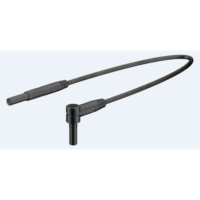 Staubli 2 mm Connector Test Lead, 10A, 600V, Black, 1m Lead Length