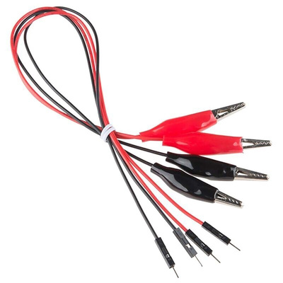 Kitronik Crocodile Clip Lead, Black, Red, 300mm Lead Length