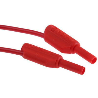 Staubli 2 mm Connector Test Lead, 10A, 600V, Red, 1m Lead Length