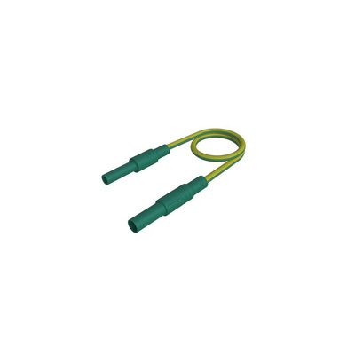 Hirschmann Test & Measurement 4 mm Test Probe Lead, 32A, Green/Yellow, 2m Lead Length