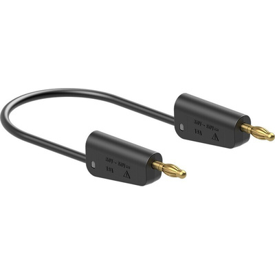 Staubli Test lead, 19A, 30V ac, Black, 1m Lead Length