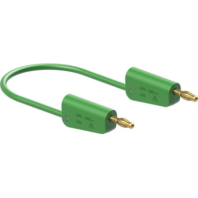 Staubli Test lead, 19A, 30V ac, Green, 1m Lead Length