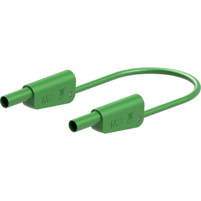 Staubli Test lead, 32A, 1kV, Green, 500mm Lead Length