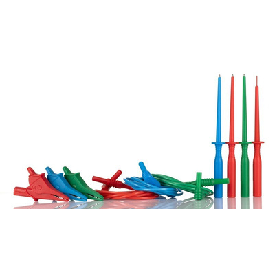 Megger Test lead, 0.001 → 1000A, 300V, Blue, Green, Red, 1.4m Lead Length