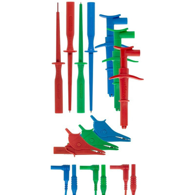 Megger Test lead, 0.001 → 1000A, 300V, Blue, Green, Red, 1.4m Lead Length