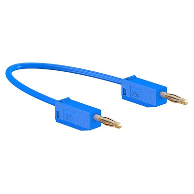 Staubli 2 mm Connector Test Lead, 10A, 30 V ac, 60V dc, Blue, 300mm Lead Length