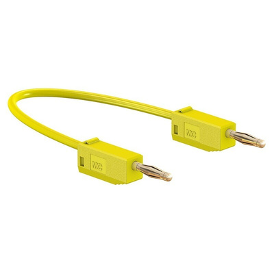 Staubli 2 mm Connector Test Lead, 10A, 30 V ac, 60V dc, Yellow, 300mm Lead Length