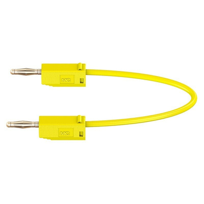 Staubli 2 mm Connector Test Lead, 10A, 30 V ac, 60V dc, Yellow, 300mm Lead Length