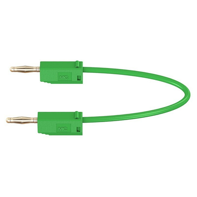 Staubli 2 mm Connector Test Lead, 10A, 30 V ac, 60V dc, Green, 300mm Lead Length