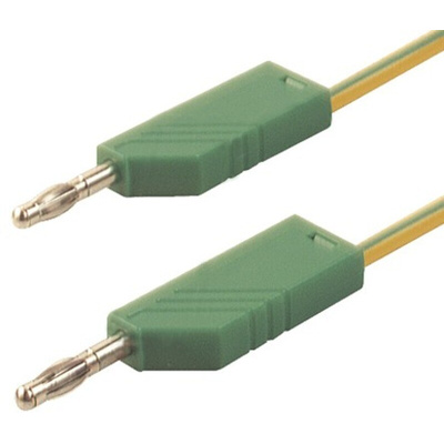 Hirschmann Test & Measurement Test lead, 32A, 60V dc, Green/Yellow, 1m Lead Length
