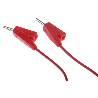 Radiall 2 mm Connector Test Lead, 5A, 250V ac, Red, 200mm Lead Length