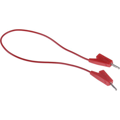 Radiall 2 mm Connector Test Lead, 5A, 250V ac, Red, 200mm Lead Length