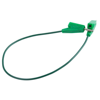 Radiall 2 mm Connector Test Lead, 5A, 250V ac, Green, 200mm Lead Length
