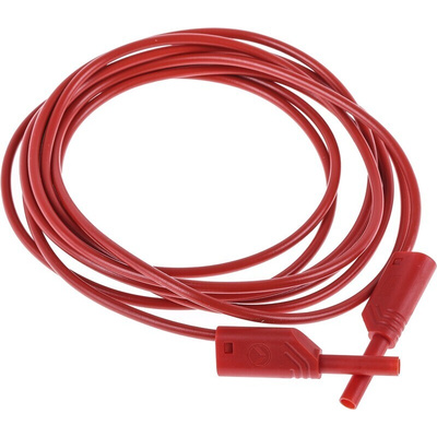 Hirschmann Test & Measurement 2 mm Connector Test Lead, 10A, 1000V ac/dc, Red, 2m Lead Length