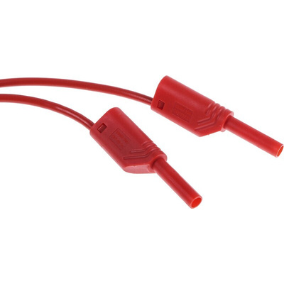 Hirschmann Test & Measurement 2 mm Connector Test Lead, 10A, 1000V ac/dc, Red, 2m Lead Length