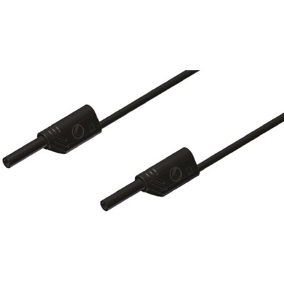 Hirschmann Test & Measurement 2 mm Connector Test Lead, 10A, 1000V ac/dc, Black, 2m Lead Length