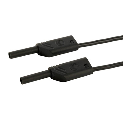 Hirschmann Test & Measurement 2 mm Connector Test Lead, 10A, 1000V ac/dc, Black, 250mm Lead Length