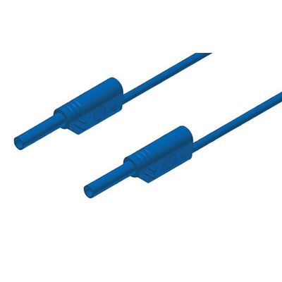 Hirschmann Test & Measurement 2 mm Connector Test Lead, 10A, 1000V ac/dc, Blue, 250mm Lead Length