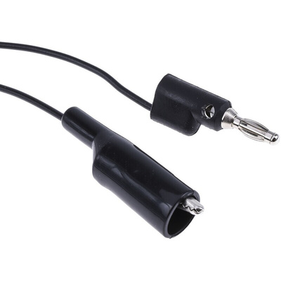 Mueller Electric Crocodile Clip Lead, 10A, 300V, Black, 1.5m Lead Length