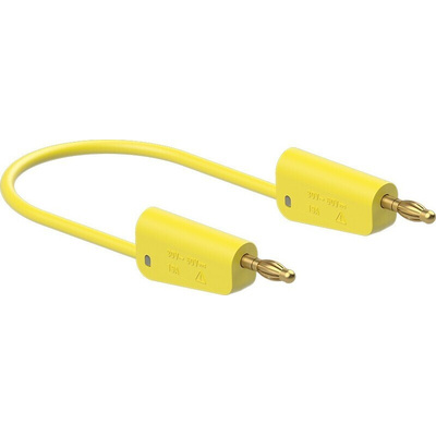 Staubli Test lead, 19A, 30V ac, Yellow, 1m Lead Length