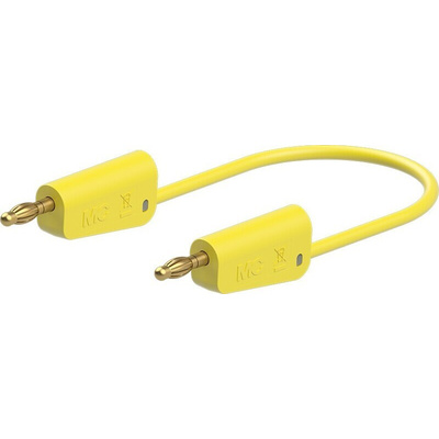 Staubli Test lead, 19A, 30V ac, Yellow, 1m Lead Length