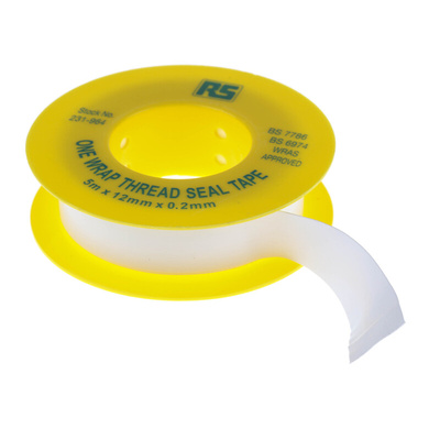 RS PRO White PTFE Tape, 5m x 12mm x 0.2mm