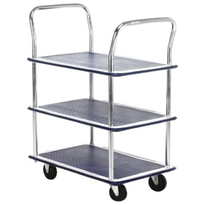 RS PRO 3 Shelf Steel Trolley, 725 x 470mm, 120kg Load
