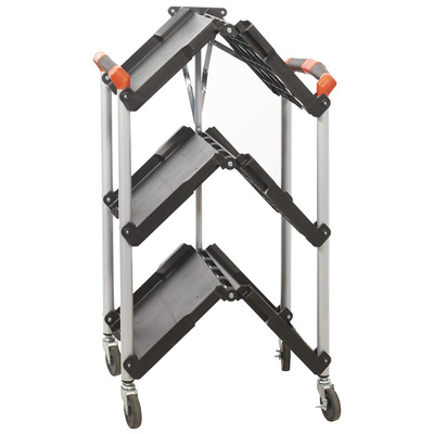 RS PRO 3 Shelf Aluminium Folding Trolley, 670 x 430mm, 8kg Load