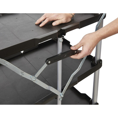 RS PRO 3 Shelf Aluminium Folding Trolley, 670 x 430mm, 8kg Load