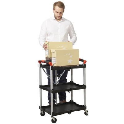 RS PRO 3 Shelf Aluminium Folding Trolley, 670 x 430mm, 8kg Load