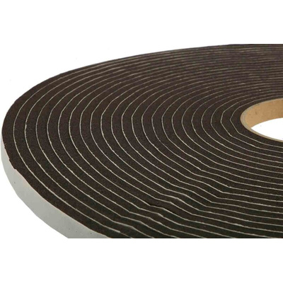 RS PRO Black Foam Tape, 12mm x 15m, 6mm Thick