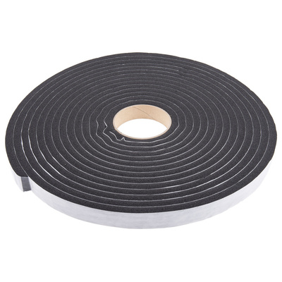 RS PRO Black Foam Tape, 25mm x 10m, 10mm Thick