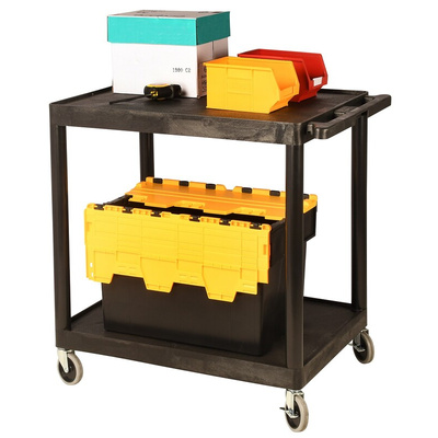 RS PRO 2 Shelf PE Trolley Trolley, 810 x 610mm, 180kg Load