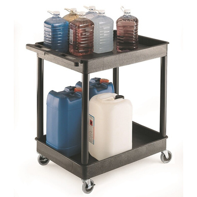 RS PRO 2 Shelf PE Trolley Trolley, 920 x 640 x 960mm, 175kg Load