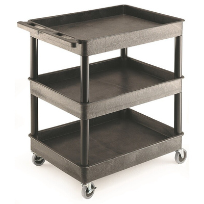 RS PRO 3 Shelf PE Trolley Trolley, 920 x 640 x 975mm, 175kg Load