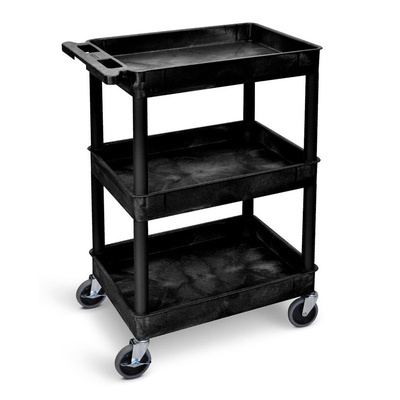 RS PRO 3 Shelf PE Trolley Trolley, 610 x 460 x 1000mm, 150kg Load