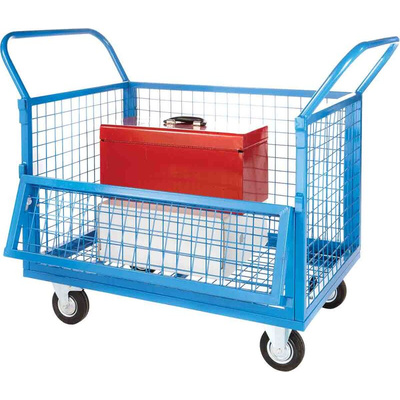 RS PRO Steel Mesh Sided Trolley, 900 x 600mm, 250kg Load