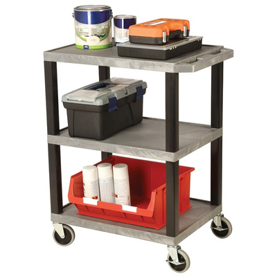 RS PRO 3 Shelf PE Trolley, 610 x 460mm, 150kg Load