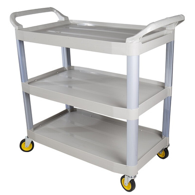 RS PRO 3 Shelf Plastic Trolley, 1030 x 510mm, 120kg Load