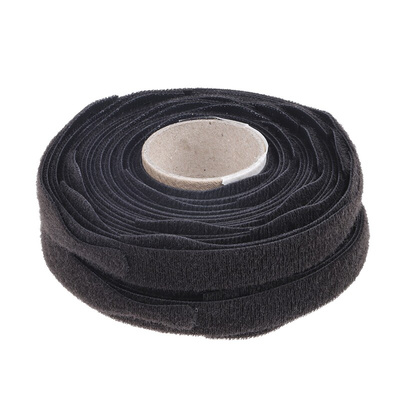 RS PRO  Self Engaging Black Hook & Loop Tape, 20mm x 200mm