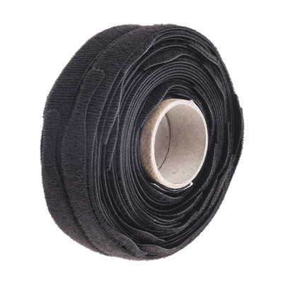 RS PRO  Self Engaging Black Hook & Loop Tape, 20mm x 200mm