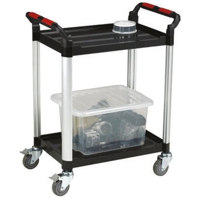 RS PRO 2 Shelf Aluminium Trolley Trolley, 630 x 424mm, 100kg Load