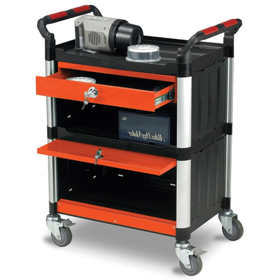 RS PRO 3 Shelf Aluminium Trolley, 630 x 424mm, 150kg Load