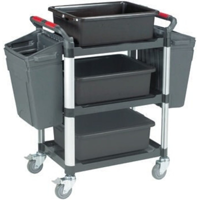 RS PRO 3 Shelf Aluminium Trolley, 630 x 424mm, 150kg Load