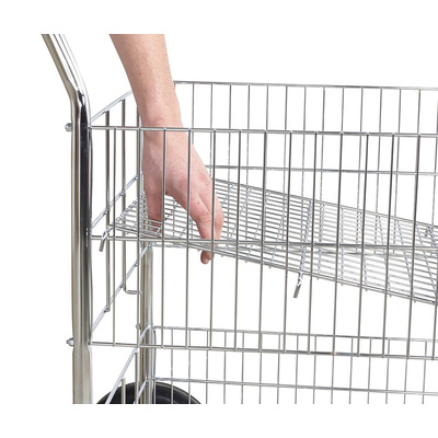 RS PRO 2 Shelf Chrome Plated Steel Adjustable Shelf Trolley, 840 x 650mm, 120kg Load